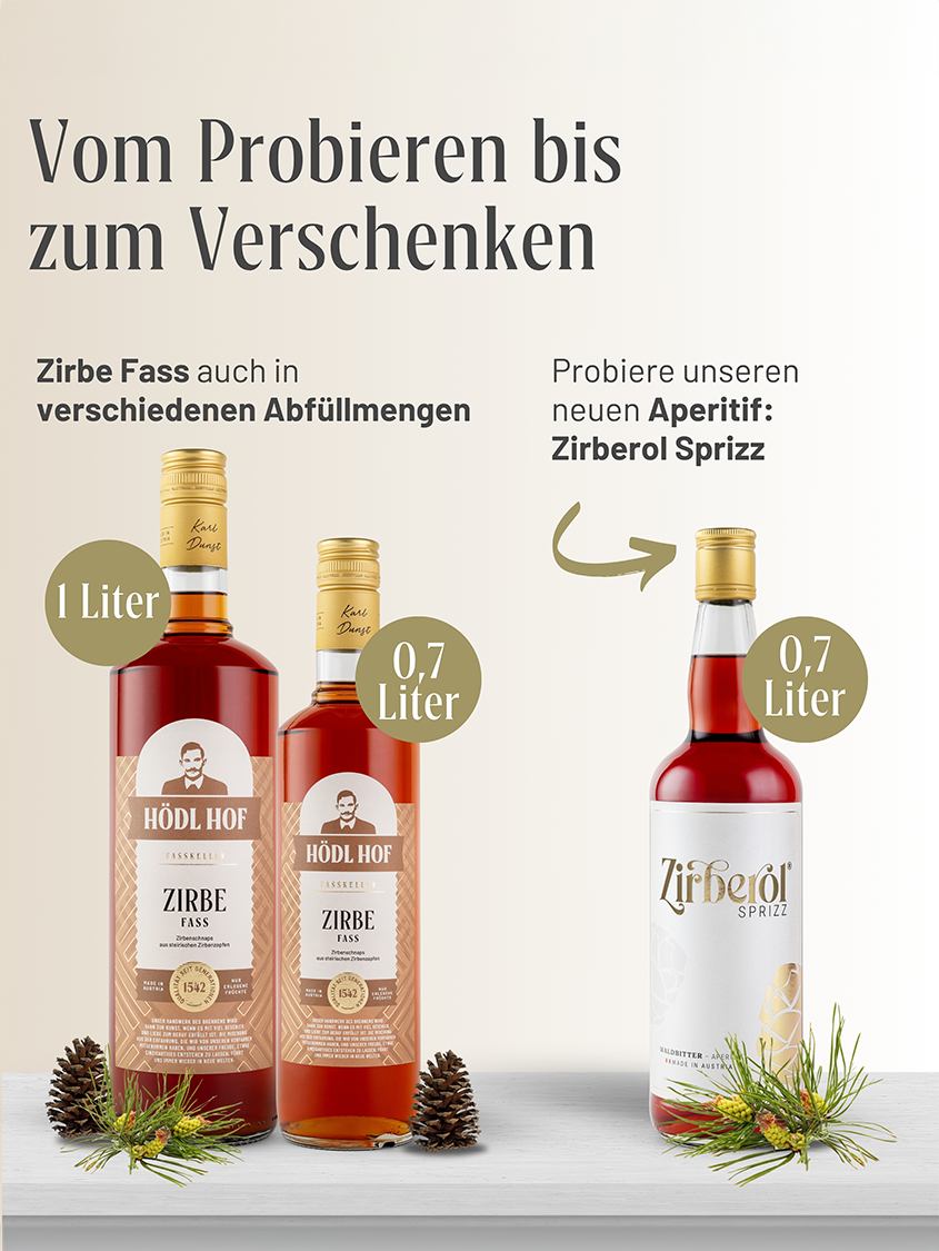 Hödl Hof Zirbe Fass Schnaps Fassgelagert | 38% Vol. | 0,7l