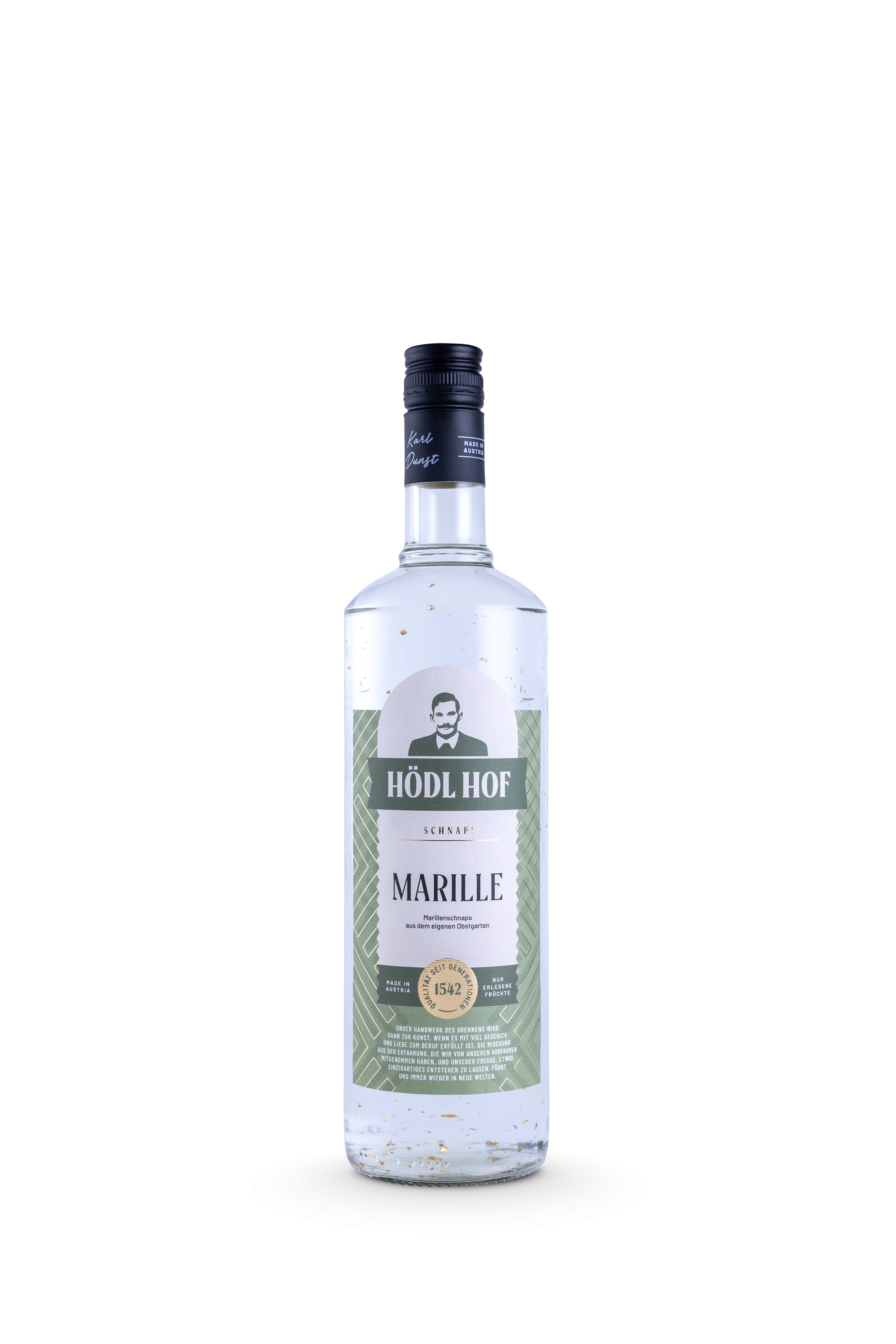 Hödl Hof Marille Schnaps | 38% Vol. | 1,0l | mit echtem Blattgold (Limitiert auf 60 Stück)